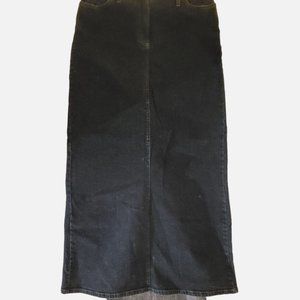 D'Jeans by Donna Degnan Denim Maxi Skirt 8 Bandless Waist 5-Pkt Back Pleat Zip